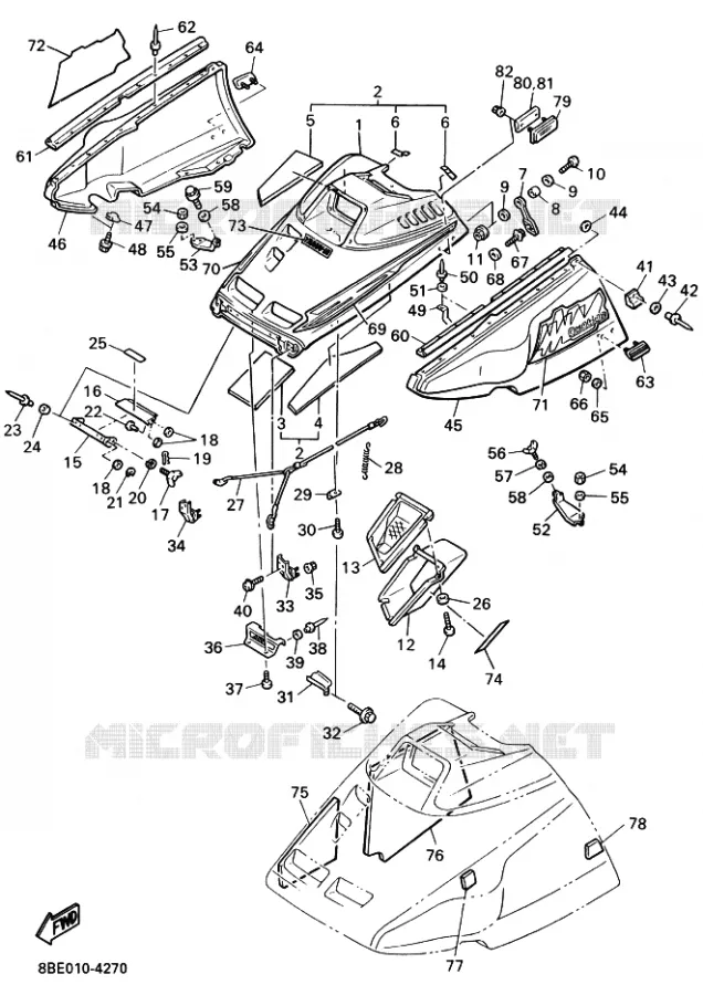 COUVERCLE CARROSSERIE AVANT Yamaha snowmobiles 340 1994 OVATION  CS340E