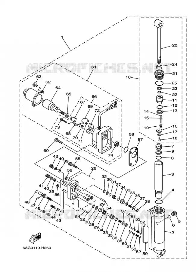 SYSTEME D'INCLINAISON Yamaha OUTBOARD ENGINES 15hp (11.0kW) 2012 F15  F15CEPL