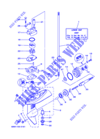 BOITIER D'HELICE ET TRANSMISSION 1 pour Yamaha F2.5M Manual Start, Manual Tilt, Tiller Control, Shaft 15