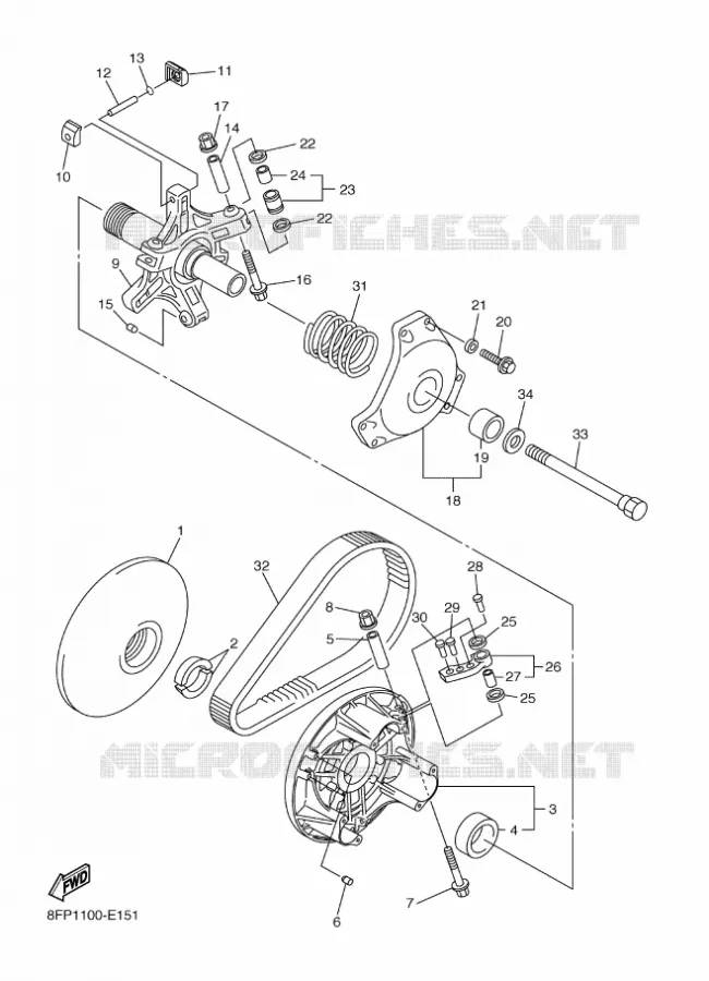 POULIE PRIMAIRE Yamaha snowmobiles 1000 2010 APEX  RX10MS