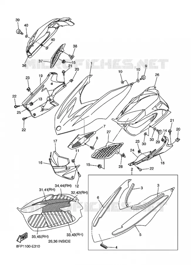 COUVERCLE CARROSSERIE AVANT Yamaha snowmobiles 1000 2006 APEX  RX10