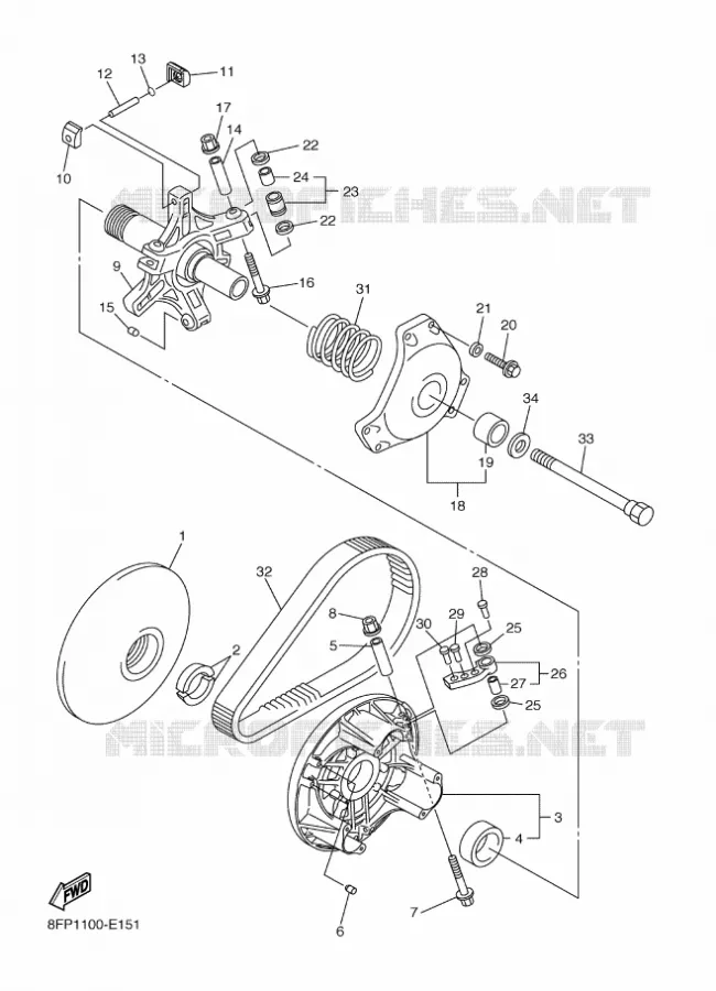 POULIE PRIMAIRE Yamaha snowmobiles 1000 2006 APEX  RX10