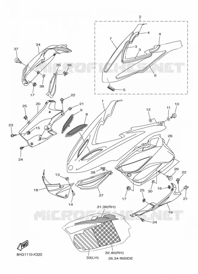 COUVERCLE CARROSSERIE AVANT Yamaha snowmobiles 1000 2018 APEX  RX10STL
