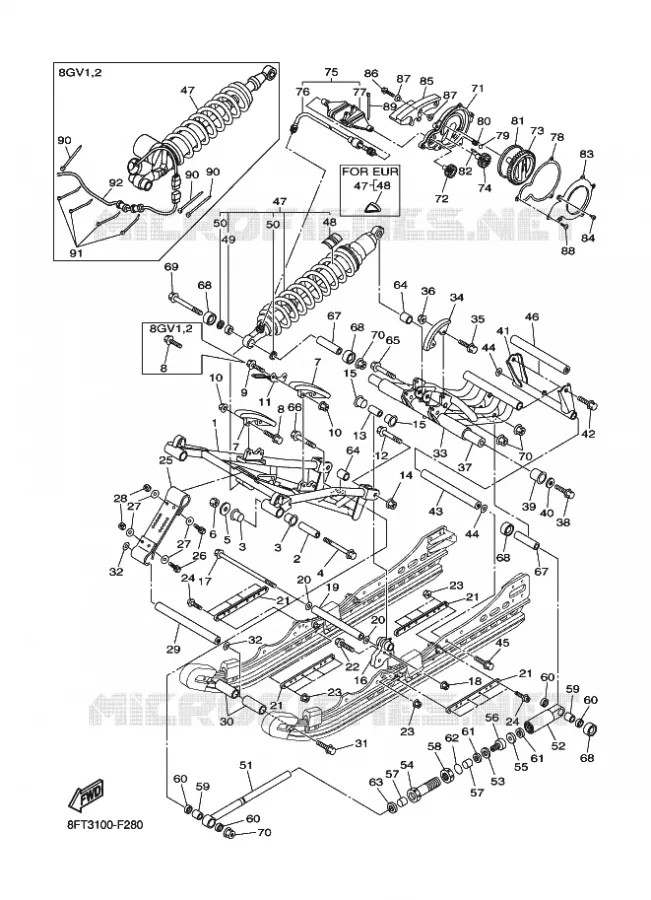 SUSPENSION DE CHENILLE 2 Yamaha snowmobiles 1000 2007 APEX  RX10STGT