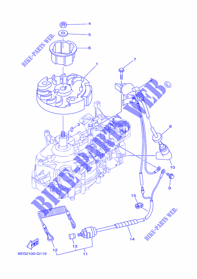 ALLUMAGE pour Yamaha F2.5B Manual Starter, Tiller Handle, Shaft 15