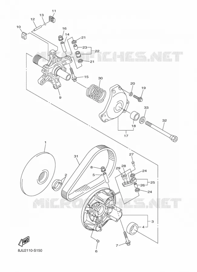 POULIE PRIMAIRE Yamaha snowmobiles 1000 2018 RS VECTOR  RS10R