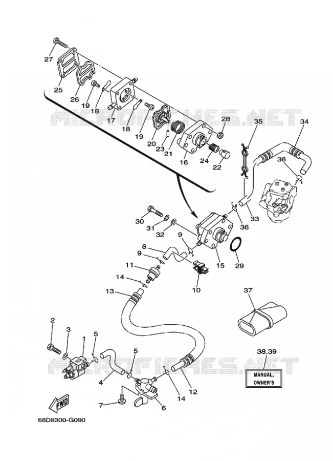ALIMENTATION CARBURANT 2 Yamaha OUTBOARD ENGINES 4hp (2.9kW) 2009 F4  F4AMHL