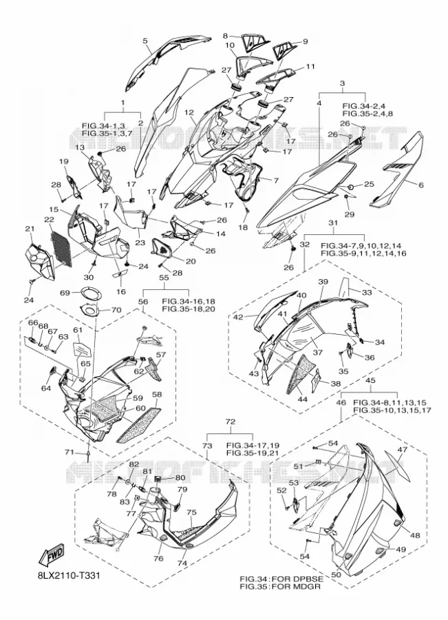 COUVERCLE CARROSSERIE AVANT Yamaha snowmobiles 1000 2018 SIDEWINDER  SRS10RS