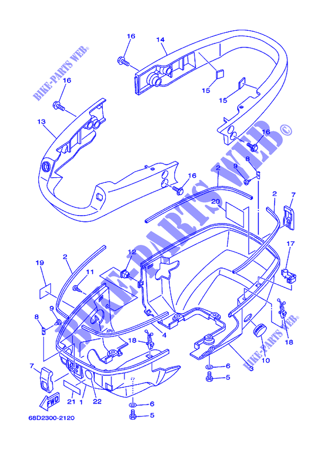 CAPOT INFERIEUR pour Yamaha F4A 4 Stroke, Manual Starter, Tiller Handle, Manual Tilt de 2007