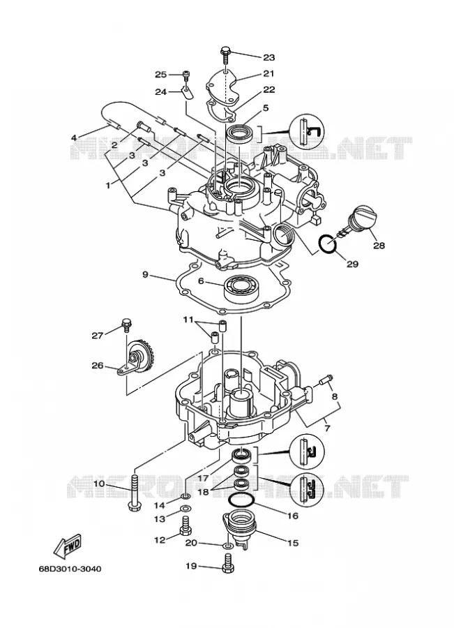 CYLINDRE / CARTER MOTEUR 2 Yamaha OUTBOARD ENGINES 4hp (2.9kW) 2006 F4  F4AMHL