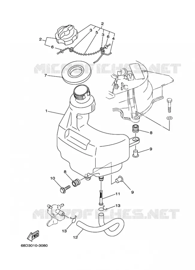 ALIMENTATION CARBURANT 1 Yamaha OUTBOARD ENGINES 4hp (2.9kW) 2005 F4  F4AMHS
