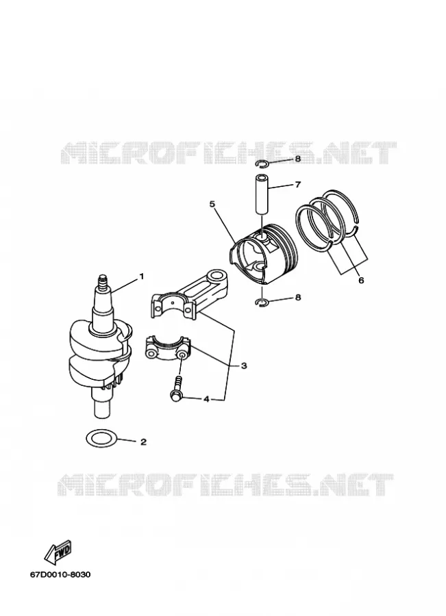 VILEBREQUIN / PISTON Yamaha OUTBOARD ENGINES 4hp (2.9kW) 2005 F4  F4AMHL