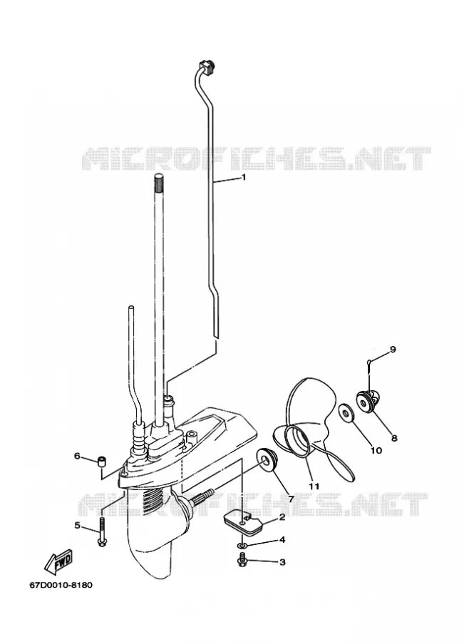 BOITIER D'HELICE ET TRANSMISSION 2 Yamaha OUTBOARD ENGINES 4hp (2.9kW) 2005 F4  F4AMHS