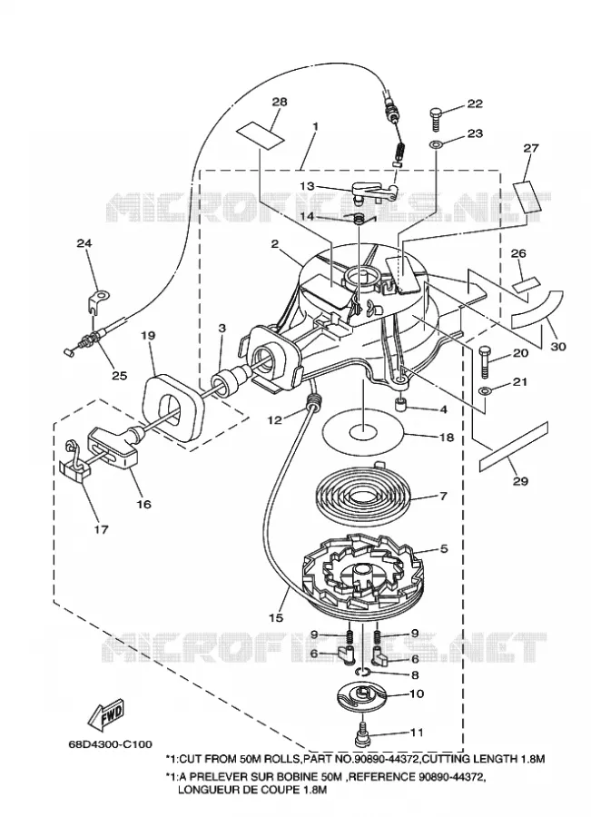 DEMARREUR Yamaha OUTBOARD ENGINES 4hp (2.9kW) 2005 F4  F4AMHS