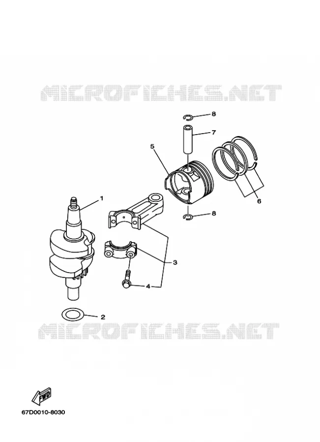 VILEBREQUIN / PISTON Yamaha OUTBOARD ENGINES 4hp (2.9kW) 2003 F4  F4AMHS