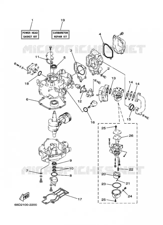 KIT DE REPARATION 1 Yamaha OUTBOARD ENGINES 4hp (2.9kW) 2003 F4  F4AMHS