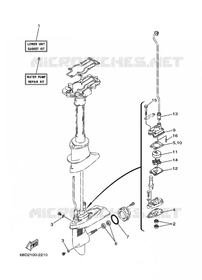 KIT DE REPARATION 2 Yamaha OUTBOARD ENGINES 4hp (2.9kW) 2003 F4  F4AMHS