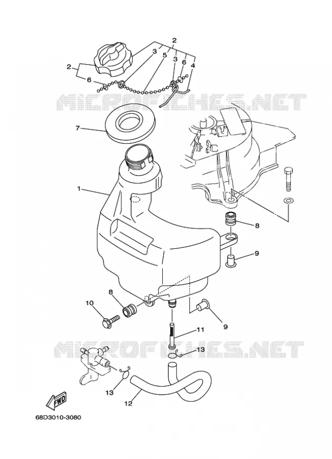 ALIMENTATION CARBURANT 1 Yamaha OUTBOARD ENGINES 4hp (2.9kW) 2003 F4  F4AMHL