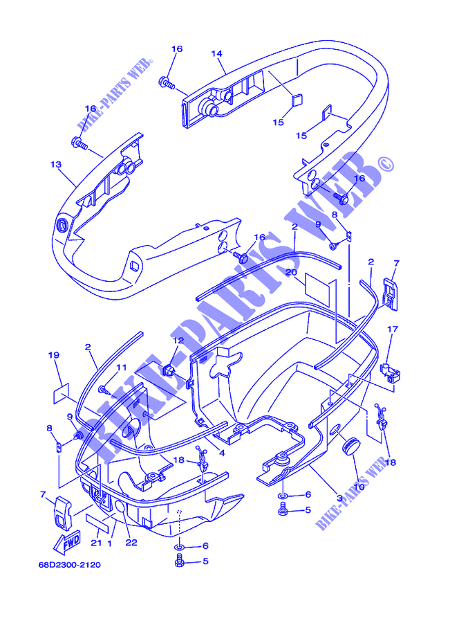 CAPOT INFERIEUR pour Yamaha F4A 4 Stroke, Manual Starter, Tiller Handle, Manual Tilt de 2002