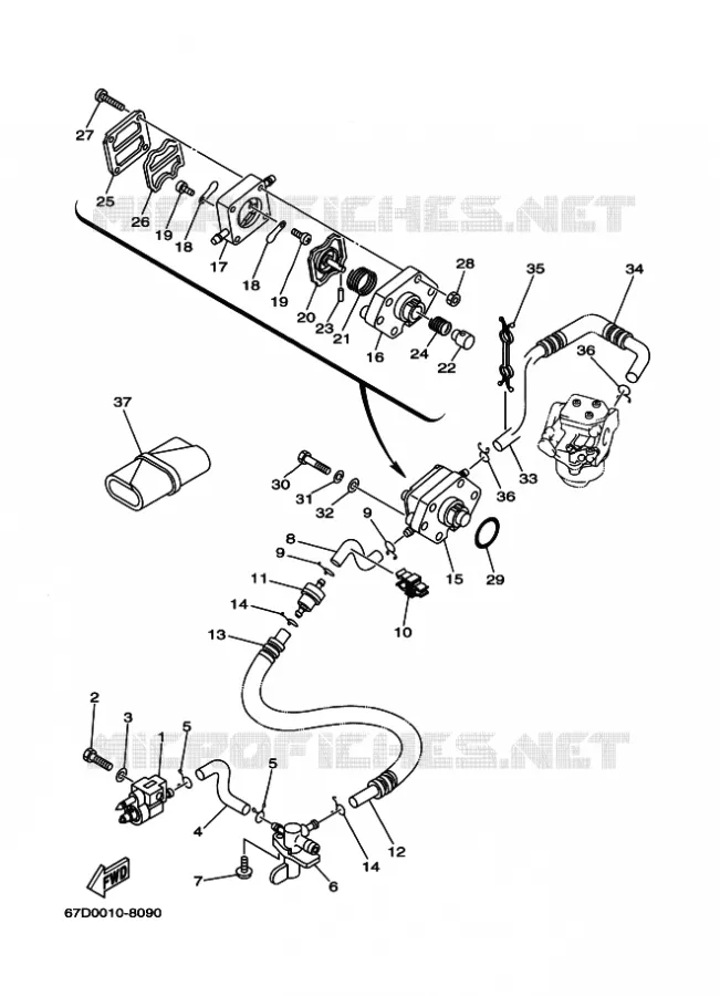 ALIMENTATION CARBURANT 2 Yamaha OUTBOARD ENGINES 4hp (2.9kW) 2002 F4  F4A
