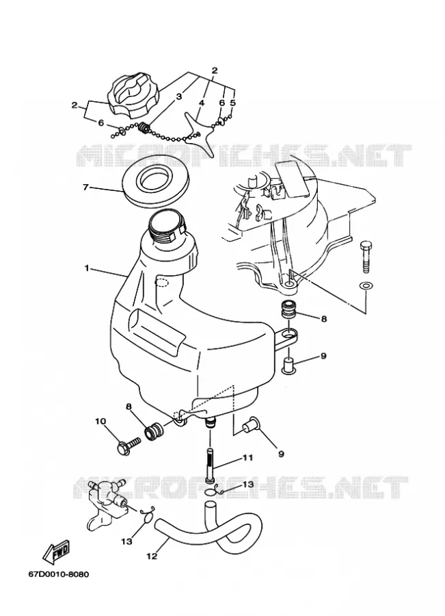 ALIMENTATION CARBURANT 1 Yamaha OUTBOARD ENGINES 4hp (2.9kW) 2002 F4  F4A