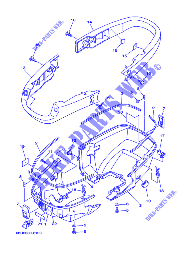 CAPOT INFERIEUR pour Yamaha F4A 4 Stroke, Manual Starter, Tiller Handle, Manual Tilt de 2002
