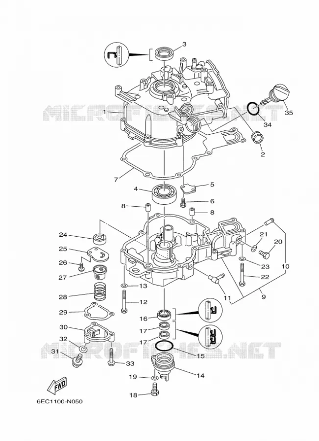 CYLINDRE / CARTER MOTEUR 2 Yamaha OUTBOARD ENGINES 4hp (2.9kW) 2016 F4  F4BMHS