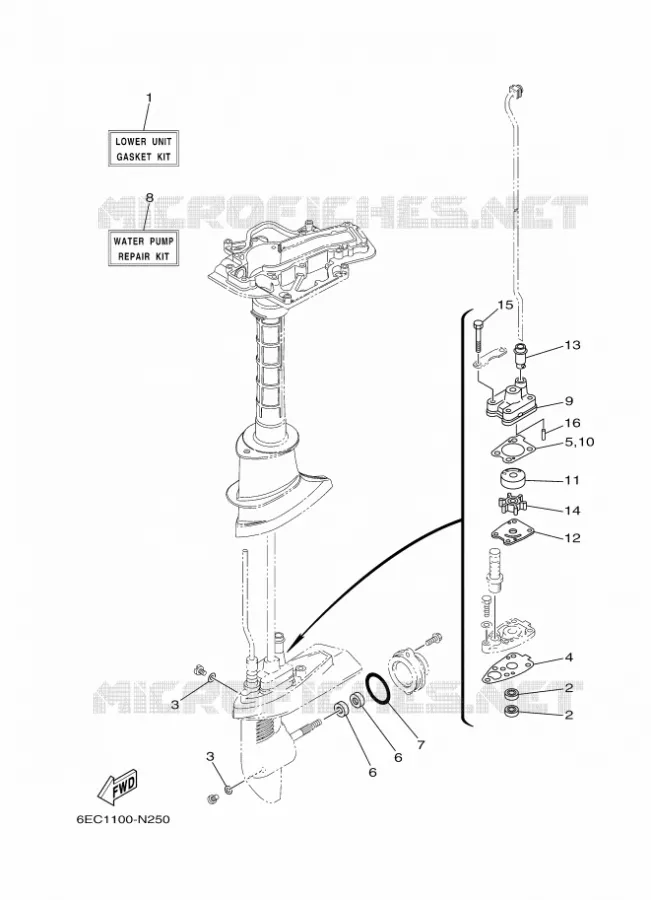 KIT DE REPARATION 3 Yamaha OUTBOARD ENGINES 4hp (2.9kW) 2016 F4  F4BMHS