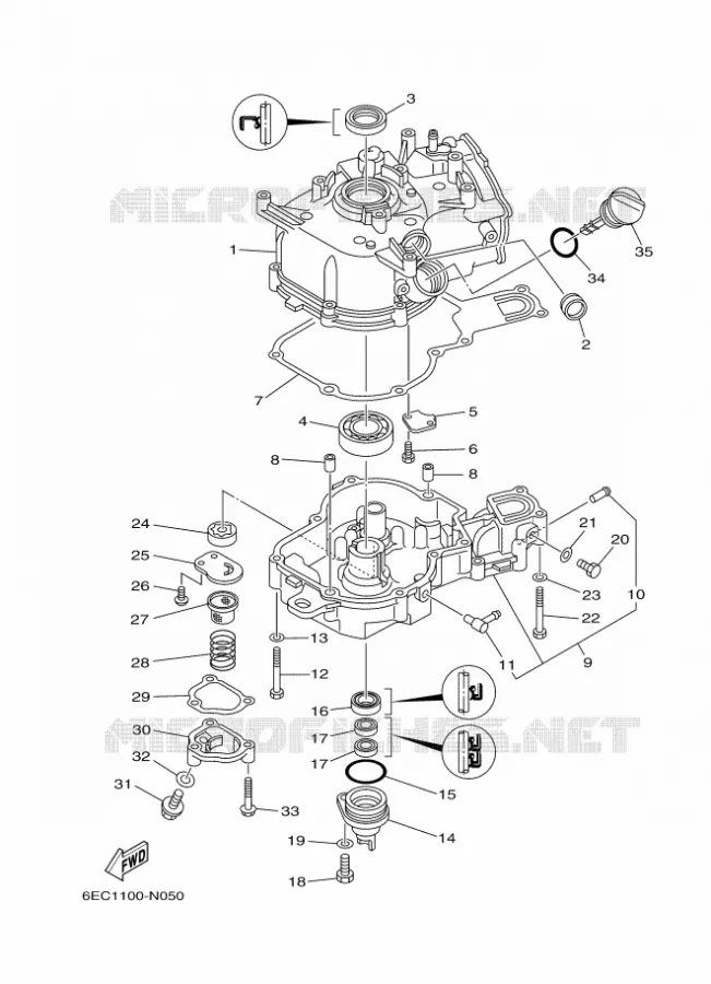CYLINDRE / CARTER MOTEUR 2 Yamaha OUTBOARD ENGINES 5hp (3.7kW) 2016 F5  F5AMHS