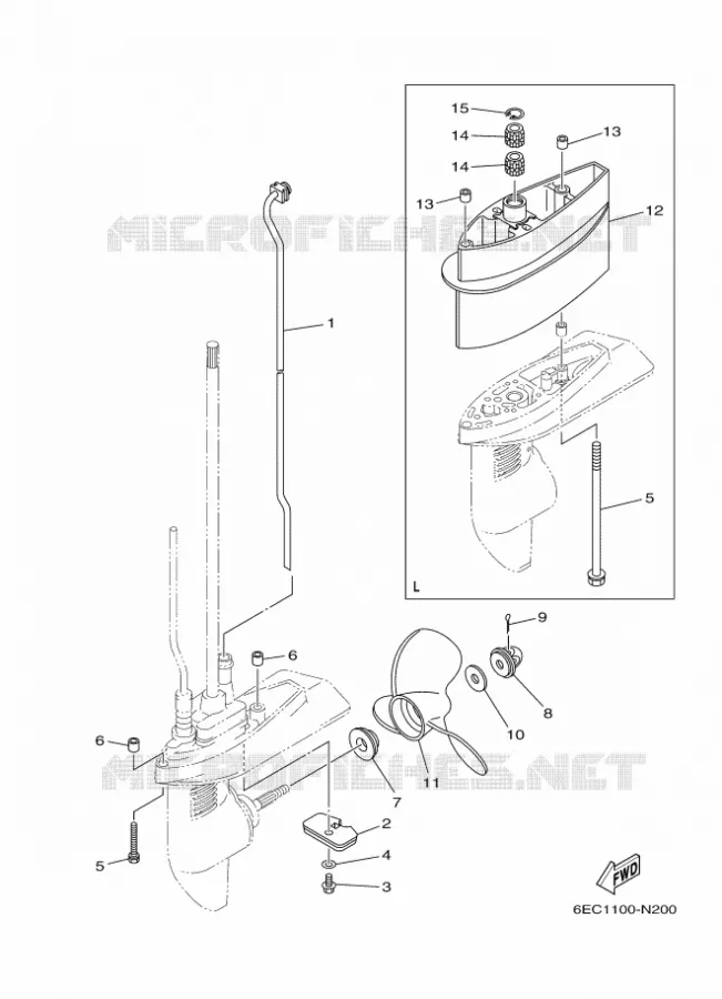 BOITIER D'HELICE ET TRANSMISSION 2 Yamaha OUTBOARD ENGINES 5hp (3.7kW) 2016 F5  F5AMHL