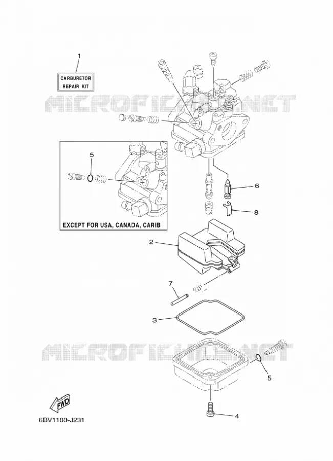 KIT DE REPARATION 2 Yamaha OUTBOARD ENGINES 5hp (3.7kW) 2015 F5  F5AMHS