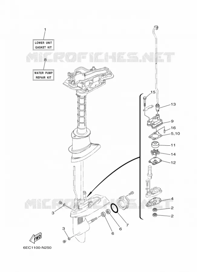 KIT DE REPARATION 3 Yamaha OUTBOARD ENGINES 5hp (3.7kW) 2015 F5  F5AMHS