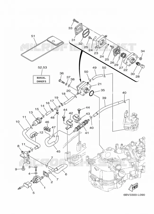 ALIMENTATION CARBURANT 2 Yamaha OUTBOARD ENGINES 5hp (3.7kW) 2012 F5  F5AMHS