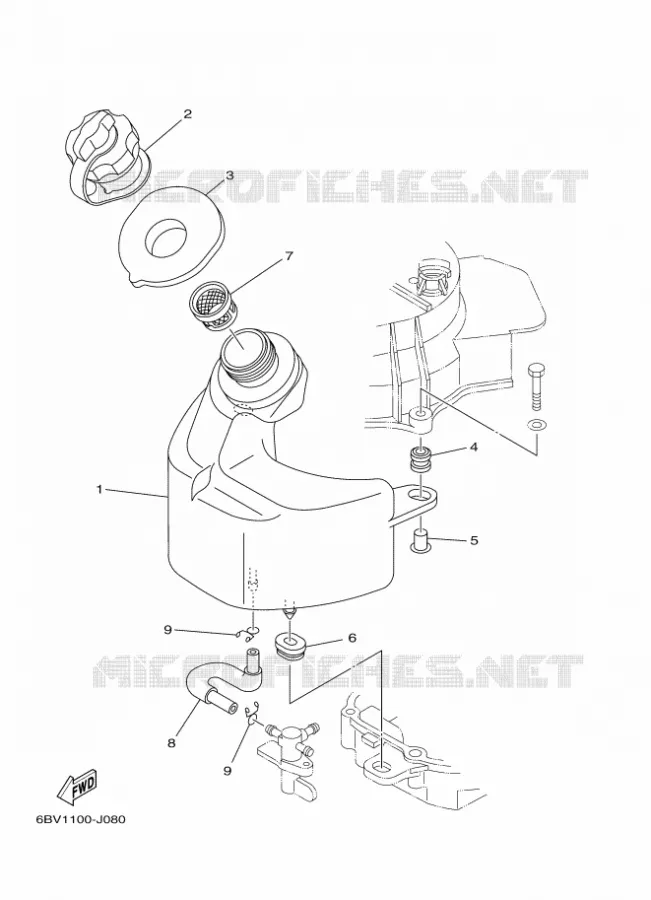 ALIMENTATION CARBURANT 1 Yamaha OUTBOARD ENGINES 5hp (3.7kW) 2010 F5  F5AMHL