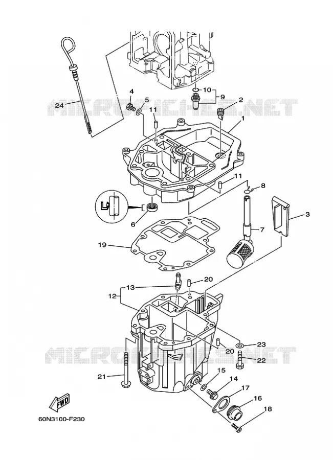 VENTILATEUR D'HUILE Yamaha OUTBOARD ENGINES 6hp (4.4kW) 2009 F6  F6AMHS
