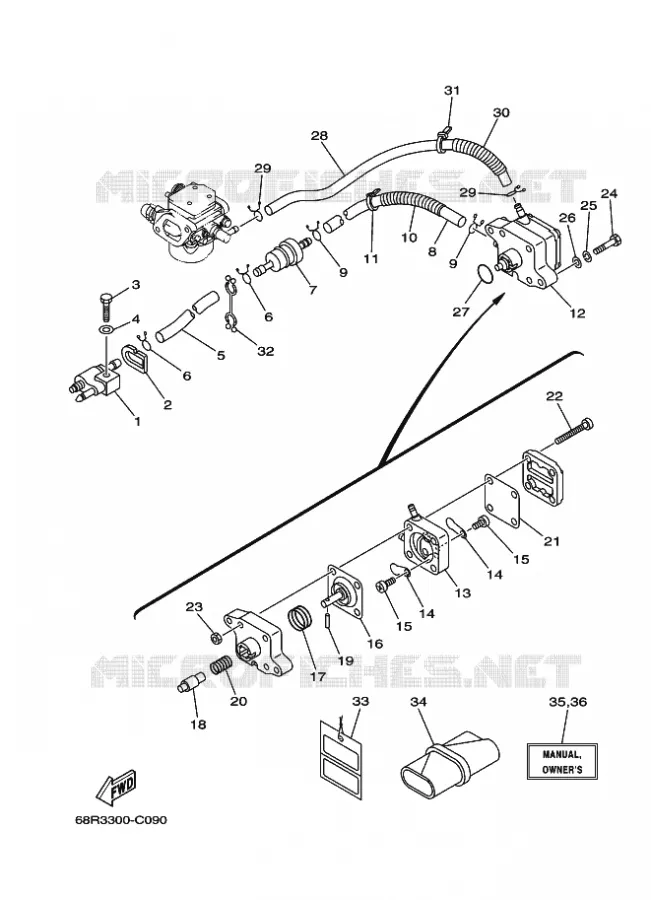 CARBURATEUR Yamaha OUTBOARD ENGINES 6hp (4.4kW) 2006 F6  F6A