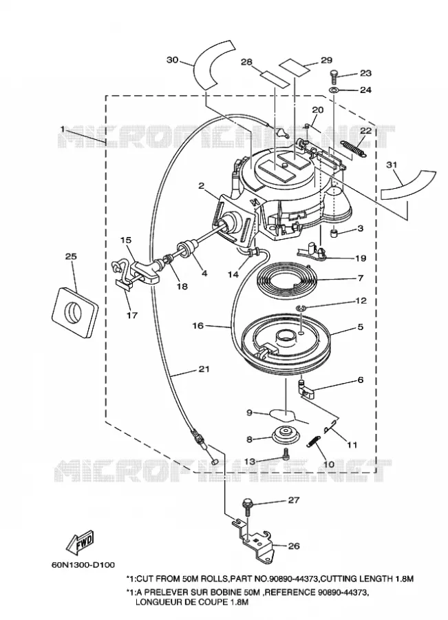 DEMARREUR Yamaha OUTBOARD ENGINES 6hp (4.4kW) 2006 F6  F6AMHL