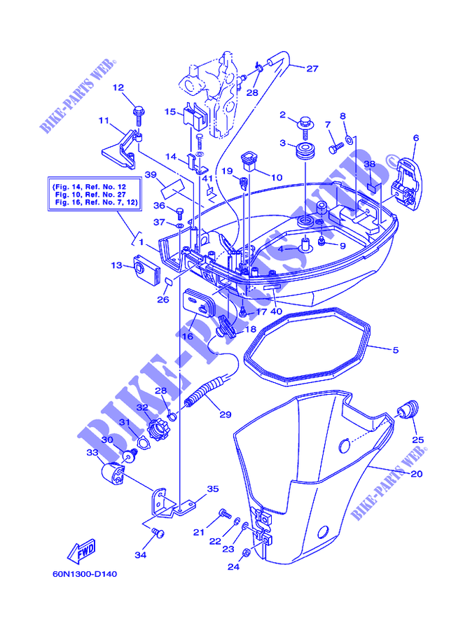 CAPOT INFERIEUR pour Yamaha F6A Manual Starter, Tiller Handle, Manual Tilt, Shaft 20