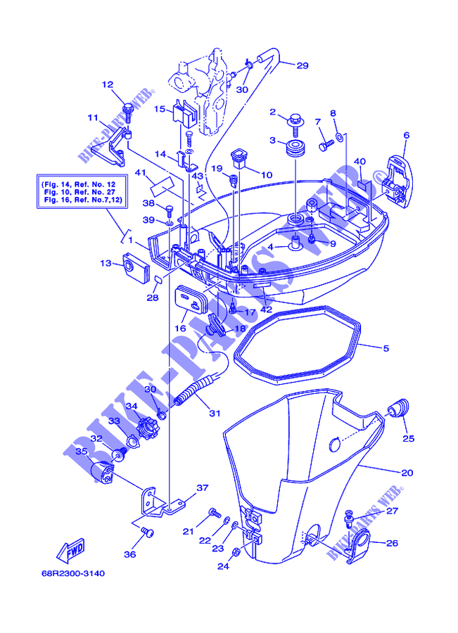 CAPOT INFERIEUR pour Yamaha F6M Manual Start, Manual Tilt, Tiller Control, Shaft 20