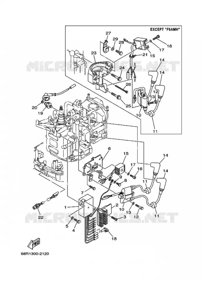 PARTIE ELECTRIQUE 1 Yamaha OUTBOARD ENGINES 6hp (4.4kW) 2002 F6  F6MSHA