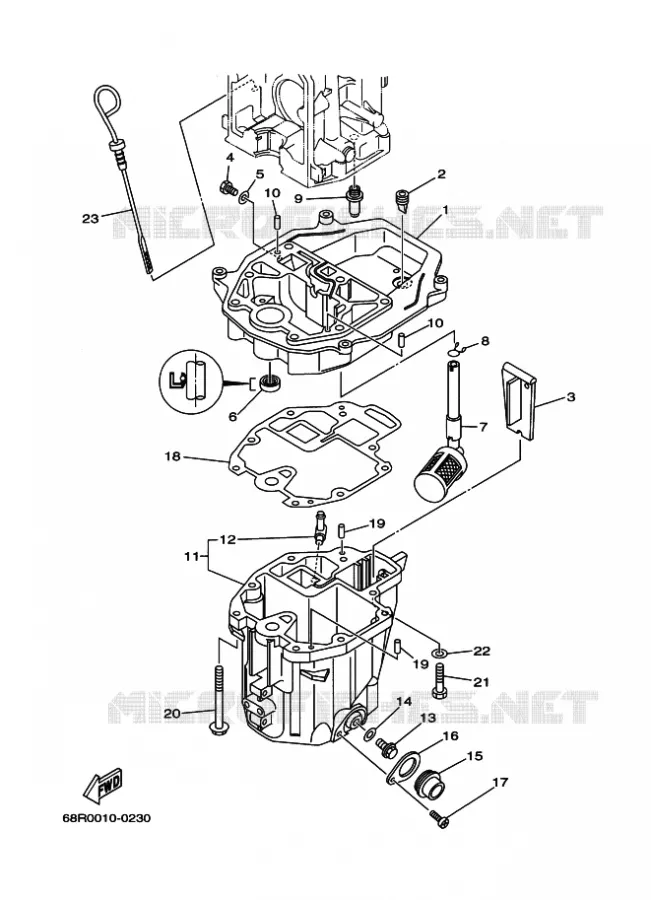 VENTILATEUR D'HUILE Yamaha OUTBOARD ENGINES 6hp (4.4kW) 2001 F6  F6A