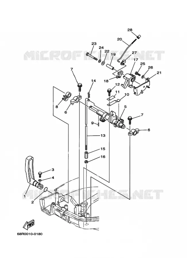 COMMANDE D'ACCELERATEUR Yamaha OUTBOARD ENGINES 6hp (4.4kW) 2003 F6  F6BMHL