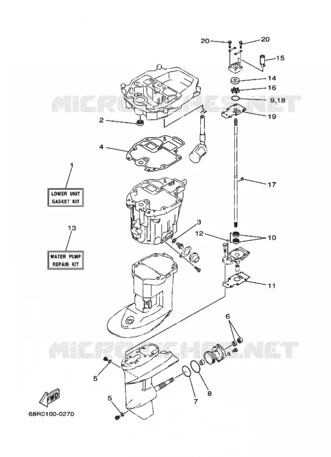 KIT DE REPARATION 3 Yamaha OUTBOARD ENGINES 6hp (4.4kW) 2003 F6  F6BMHL