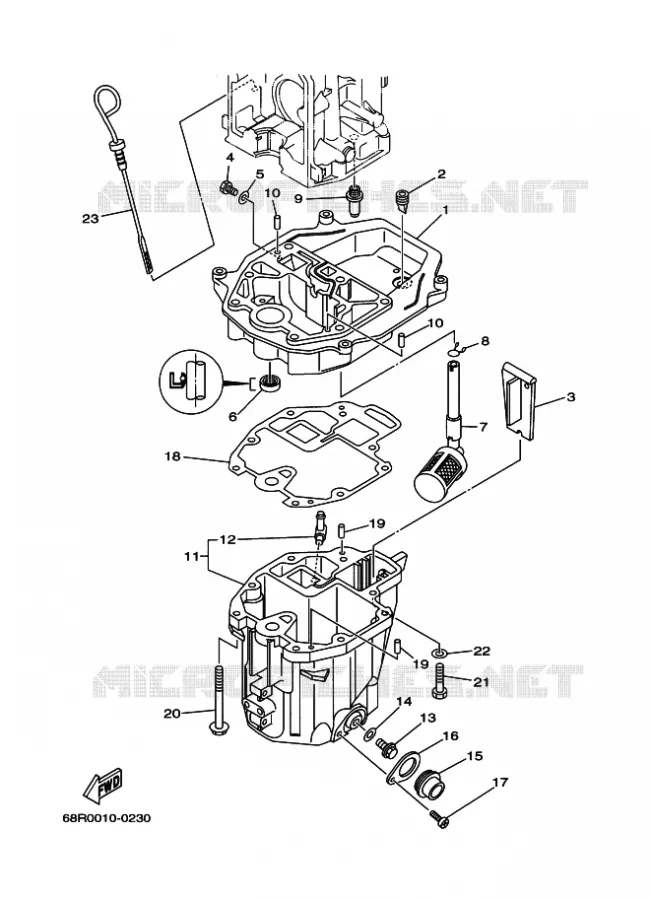 VENTILATEUR D'HUILE Yamaha OUTBOARD ENGINES 6hp (4.4kW) 2003 F6  F6BMHL