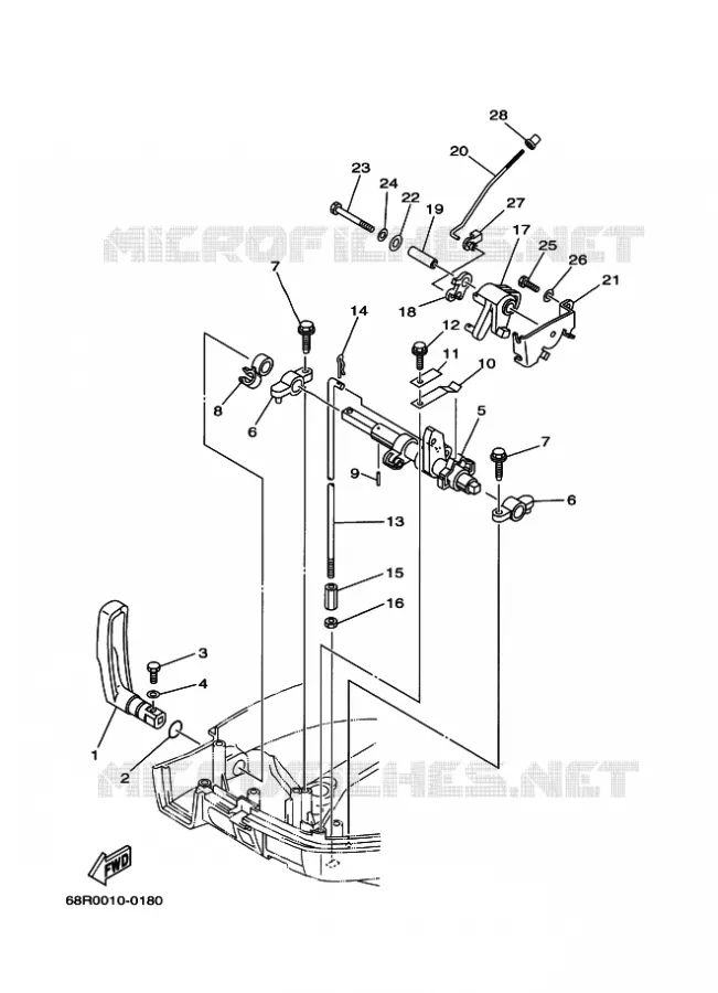 COMMANDE D'ACCELERATEUR Yamaha OUTBOARD ENGINES 6hp (4.4kW) 2002 F6  F6BMHS FOR SAV