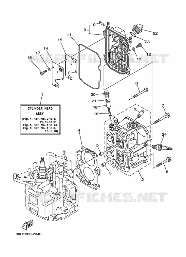 CYLINDRE / CARTER MOTEUR 2 Yamaha OUTBOARD ENGINES 6hp (4.4kW) 2002 F6  F6BMHL FOR SAV