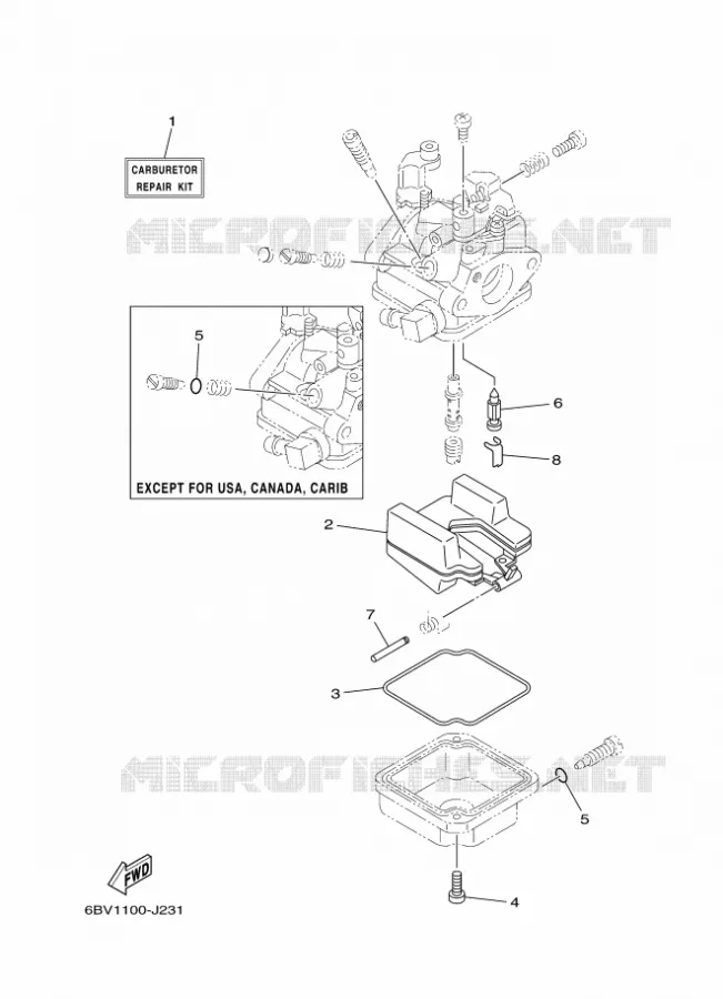KIT DE REPARATION 2 Yamaha OUTBOARD ENGINES 6hp (4.4kW) 2012 F6  F6CMHS
