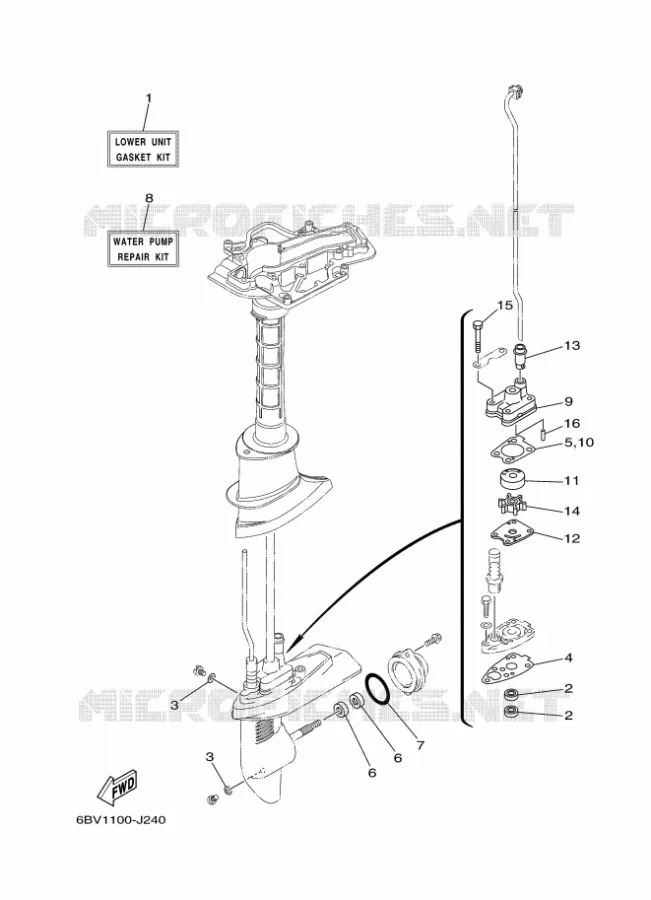 KIT DE REPARATION 3 Yamaha OUTBOARD ENGINES 6hp (4.4kW) 2012 F6  F6CMHS