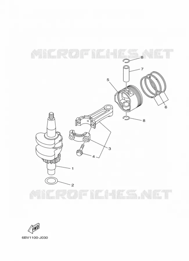 VILEBREQUIN / PISTON Yamaha OUTBOARD ENGINES 6hp (4.4kW) 2012 F6  F6CMHS