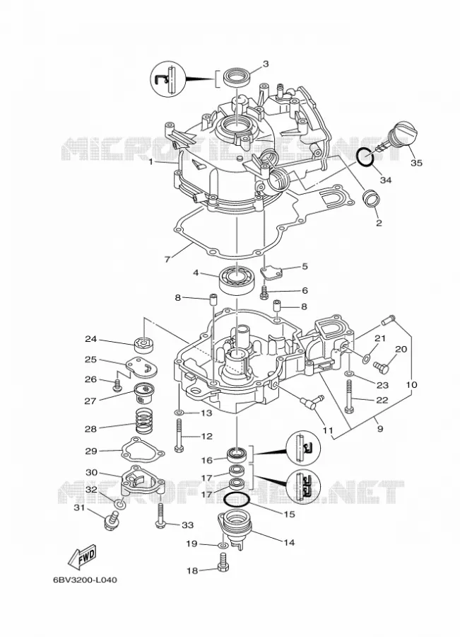 CYLINDRE / CARTER MOTEUR 2 Yamaha OUTBOARD ENGINES 6hp (4.4kW) 2012 F6  F6CMHS
